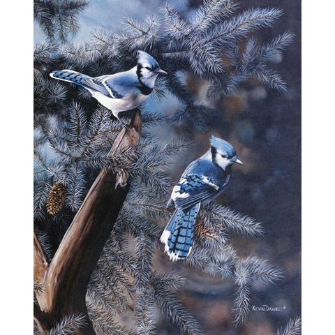 A Touch of Blue White Modern Wood Framed Art Print by Daniel, Kevin