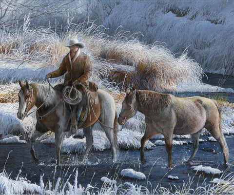 Heading Home Black Ornate Wood Framed Art Print with Double Matting by Daniel, Kevin