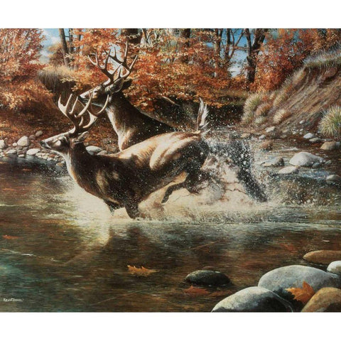 On the Run Gold Ornate Wood Framed Art Print with Double Matting by Daniel, Kevin