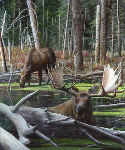 At Rivers Edge I Black Ornate Wood Framed Art Print with Double Matting by Daniel, Kevin