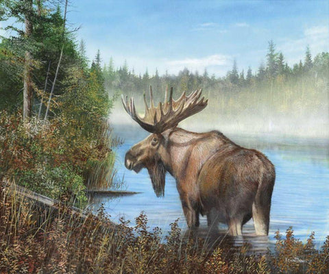 At Rivers Edge II Black Ornate Wood Framed Art Print with Double Matting by Daniel, Kevin