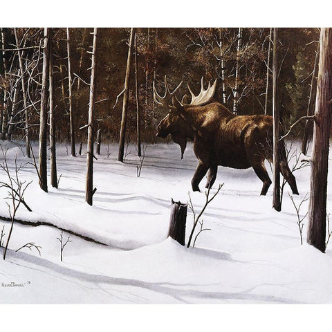 Winter Forage Gold Ornate Wood Framed Art Print with Double Matting by Daniel, Kevin