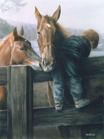 Grandpas Farm Black Ornate Wood Framed Art Print with Double Matting by Daniel, Kevin