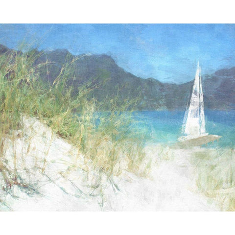 Yacht Waiting White Modern Wood Framed Art Print by Bay, Noah