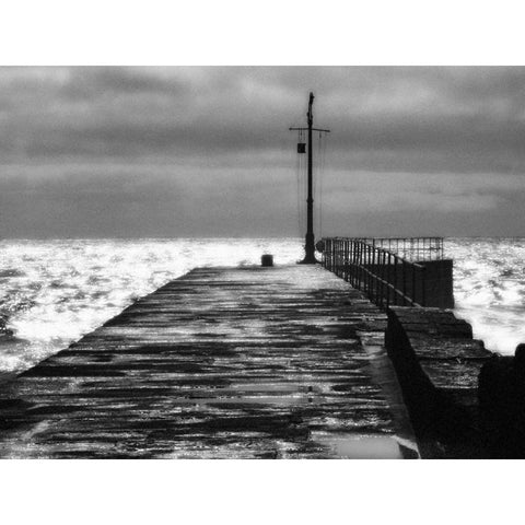 Stone Pier Black Modern Wood Framed Art Print with Double Matting by Bay, Noah