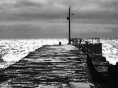 Stone Pier White Modern Wood Framed Art Print with Double Matting by Bay, Noah