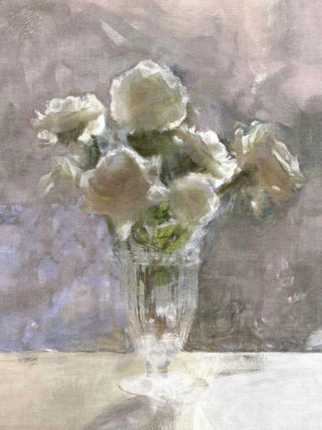 Roses in the Sun White Modern Wood Framed Art Print with Double Matting by Bay, Noah