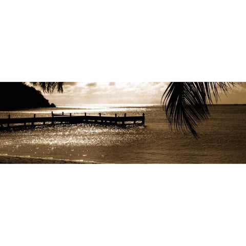 Wooden Jetty Black Modern Wood Framed Art Print with Double Matting by Bay, Noah