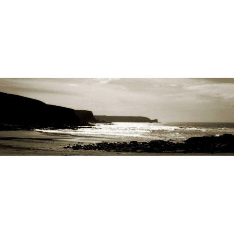 Cornish Beach Black Modern Wood Framed Art Print with Double Matting by Bay, Noah