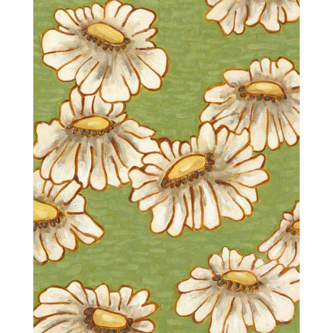 Mums on Green I Black Modern Wood Framed Art Print with Double Matting by Deans, Karen