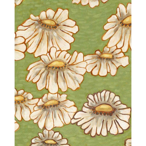 Mums on Green II Black Modern Wood Framed Art Print by Deans, Karen