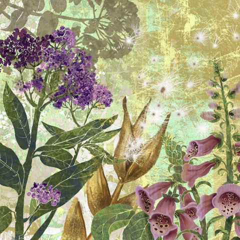 Foxglove Meadow II Black Ornate Wood Framed Art Print with Double Matting by Collier-Morales, R.
