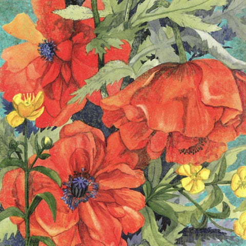 Poppy Play II White Modern Wood Framed Art Print by Collier-Morales, R.