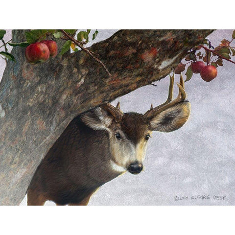 Apple Deer Black Modern Wood Framed Art Print with Double Matting by Vest, Chris