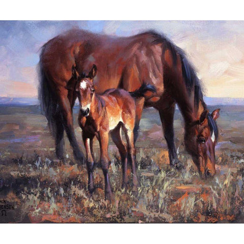 The Bay Filly Gold Ornate Wood Framed Art Print with Double Matting by Sorenson, Jack