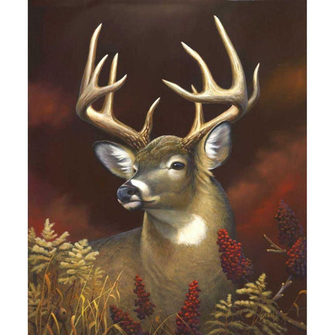 Deer Portrait Gold Ornate Wood Framed Art Print with Double Matting by Stans, Leo