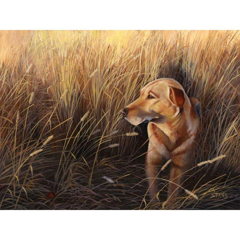 Golden Grass Gold Ornate Wood Framed Art Print with Double Matting by Stans, Leo