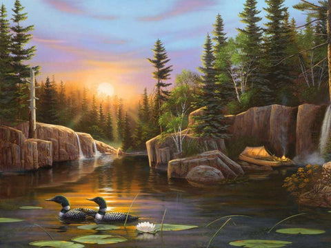 Evening Solitude Black Ornate Wood Framed Art Print with Double Matting by Stans, Leo