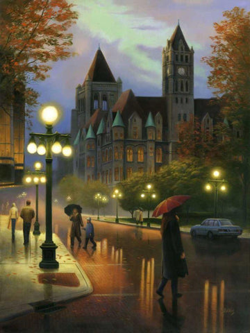 Rainy Twilight White Modern Wood Framed Art Print with Double Matting by Stans, Leo