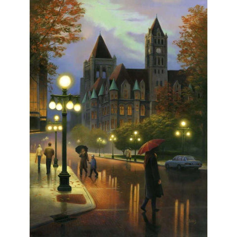 Rainy Twilight Black Modern Wood Framed Art Print with Double Matting by Stans, Leo