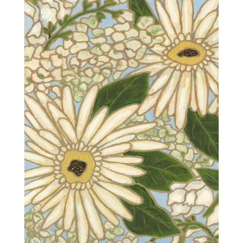 White Flower Spray I Black Modern Wood Framed Art Print with Double Matting by Deans, Karen