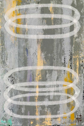 Circles 2-3 White Modern Wood Framed Art Print with Double Matting by Avondet, Natalie