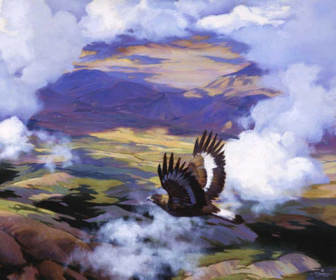 High in the Sunlit Silence White Modern Wood Framed Art Print with Double Matting by Chapman, Julie T.