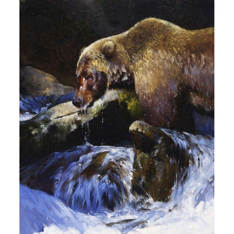 Barehanded Fishing Gold Ornate Wood Framed Art Print with Double Matting by Chapman, Julie T.