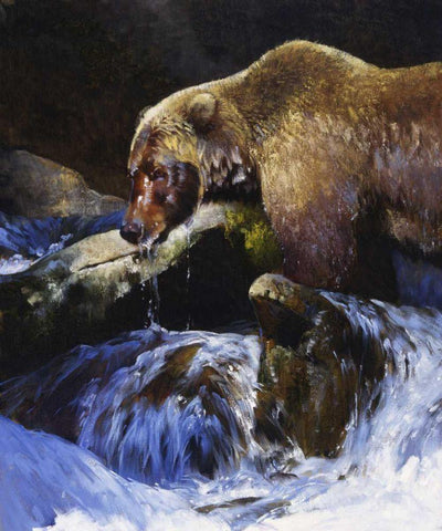 Barehanded Fishing Black Ornate Wood Framed Art Print with Double Matting by Chapman, Julie T.