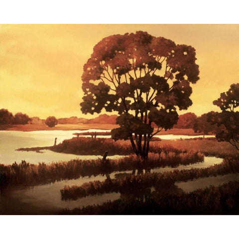 Evening Water I Gold Ornate Wood Framed Art Print with Double Matting by Reynolds, Graham