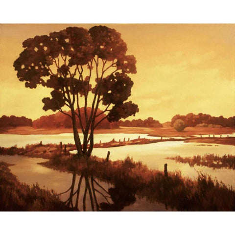 Evening Water II Black Modern Wood Framed Art Print by Reynolds, Graham