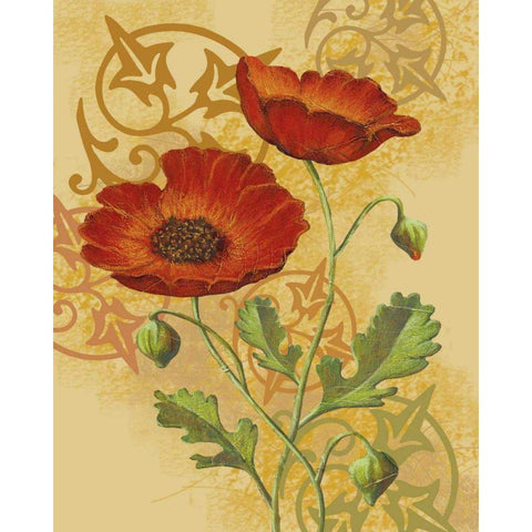 Poppies on Gold I White Modern Wood Framed Art Print by Max, Louise