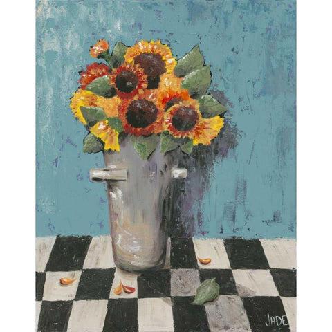 Bright Sunflowers White Modern Wood Framed Art Print by Reynolds, Jade