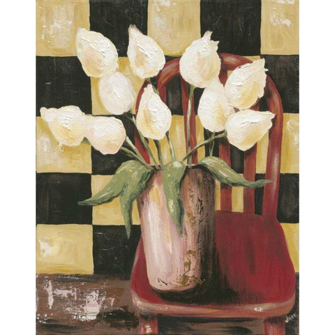 Bright Tulips Black Modern Wood Framed Art Print with Double Matting by Reynolds, Jade