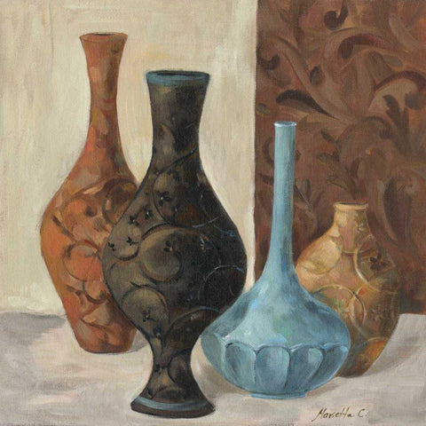 Spa Vases II White Modern Wood Framed Art Print by Cohen, Marietta