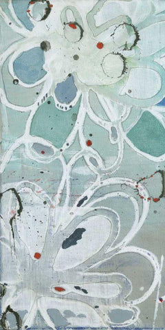 Flowers Abstracted I White Modern Wood Framed Art Print with Double Matting by Fuchs, Jodi