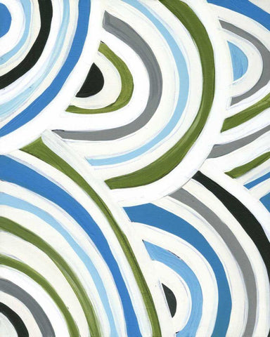 Swirly Bob I White Modern Wood Framed Art Print with Double Matting by Fuchs, Jodi