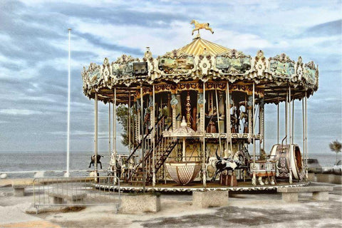 Arcachon Carousel Black Ornate Wood Framed Art Print with Double Matting by Chester, Colby