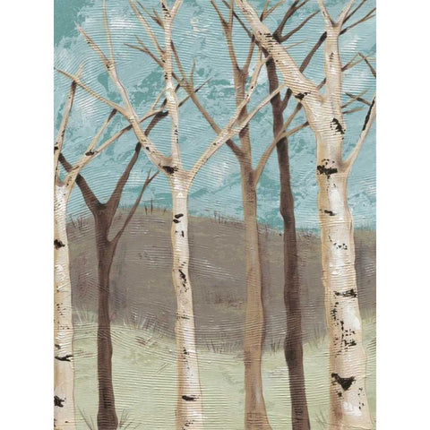 Blue Birches I Black Modern Wood Framed Art Print with Double Matting by Reynolds, Jade