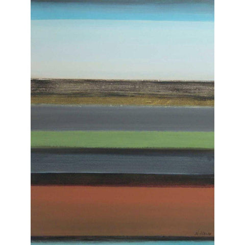 Peaceful Green I Black Modern Wood Framed Art Print with Double Matting by Green-Aldridge, W.
