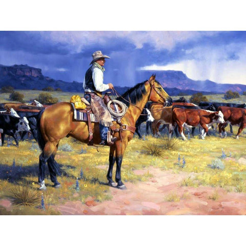 Great American Cowboy Black Modern Wood Framed Art Print with Double Matting by Sorenson, Jack