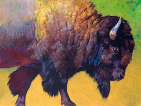 Da Bull Black Ornate Wood Framed Art Print with Double Matting by Chapman, Julie T.
