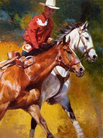 In Stride White Modern Wood Framed Art Print with Double Matting by Chapman, Julie T.