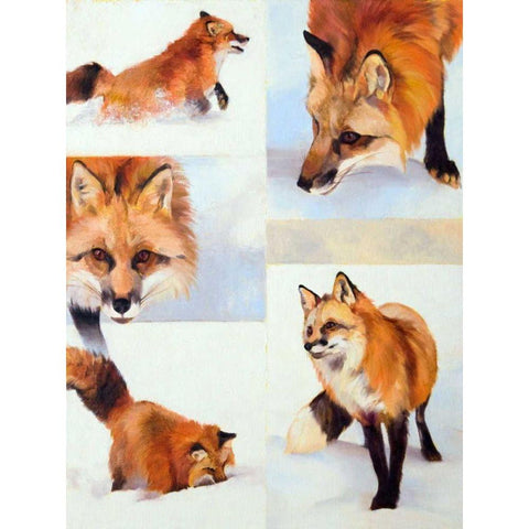 Vulpes V Black Modern Wood Framed Art Print by Chapman, Julie T.