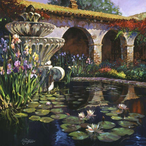Fountain at San Miguel II Gold Ornate Wood Framed Art Print with Double Matting by Hadfield, Clif