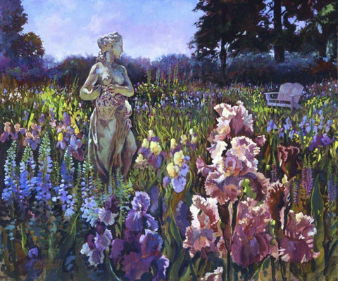 Garden Wait Black Ornate Wood Framed Art Print with Double Matting by Hadfield, Clif