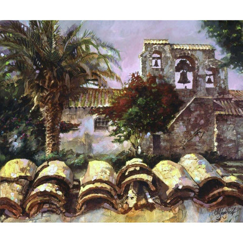 Wall at San Miguel Black Modern Wood Framed Art Print with Double Matting by Hadfield, Clif