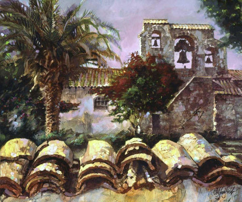 Wall at San Miguel White Modern Wood Framed Art Print with Double Matting by Hadfield, Clif