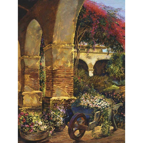 Columns Adorned Gold Ornate Wood Framed Art Print with Double Matting by Hadfield, Clif