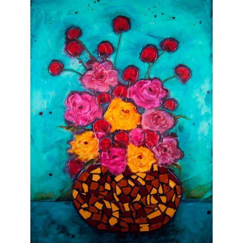 Love and Roses Black Modern Wood Framed Art Print with Double Matting by Quin, Marabeth